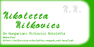 nikoletta milkovics business card
